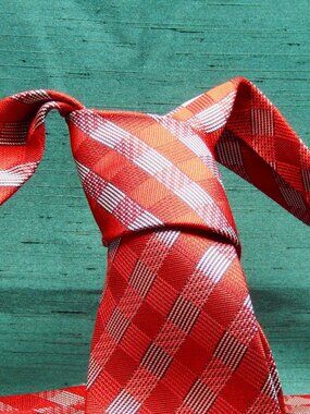 Bellissimo Silk Red and White Checked Neck Tie